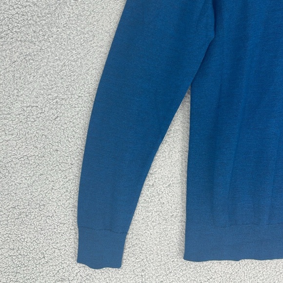 Express blue turtleneck long sleeve 100% Merino Wool sweater men’s small stretch - Picture 4 of 14
